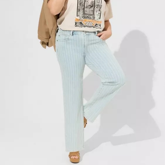 torrid Denim - Perfect Wide-Leg Mid-Rise Striped Jean